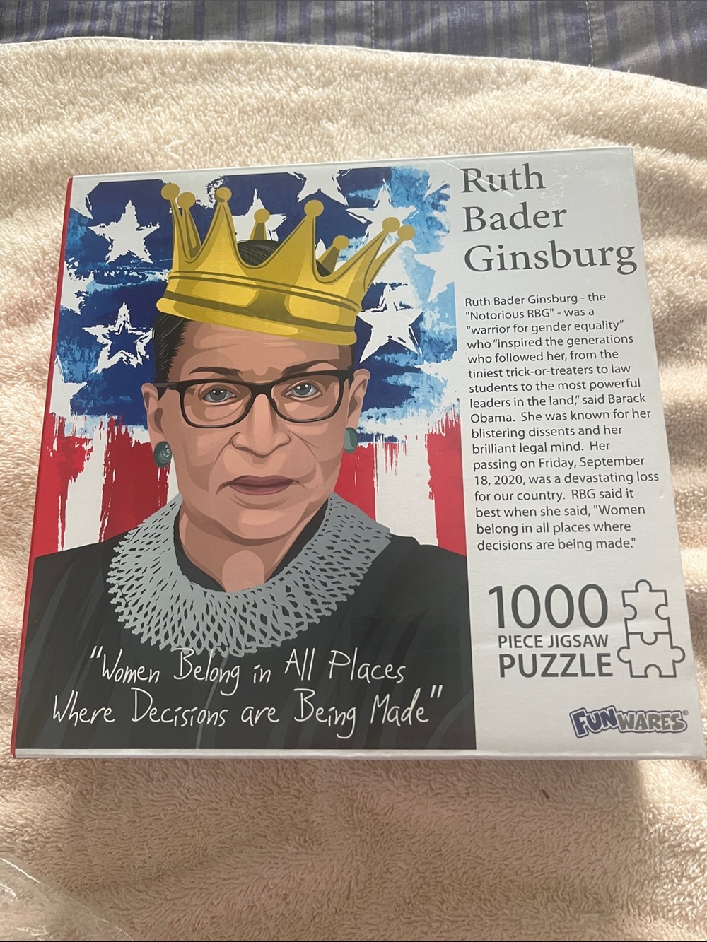 Ruth Bader Ginsburg 1000-Piece Jigsaw Puzzle - Patriotic Colors